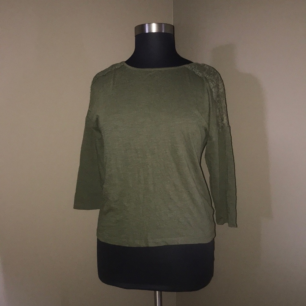 Army Green Lace 3/4 length Blouse